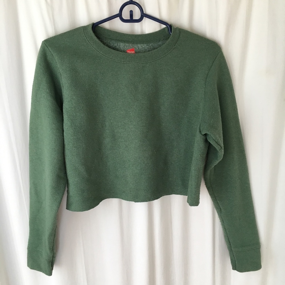 Green crop sweatshirt